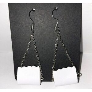 Super cute white toilet paper earrings